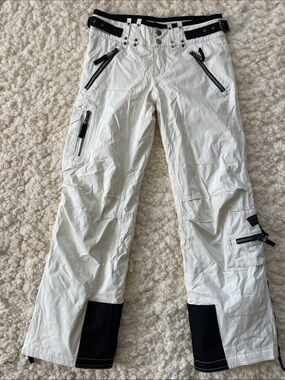 Skea Bunny White Women's Cargo Snow Pants with Black Accents